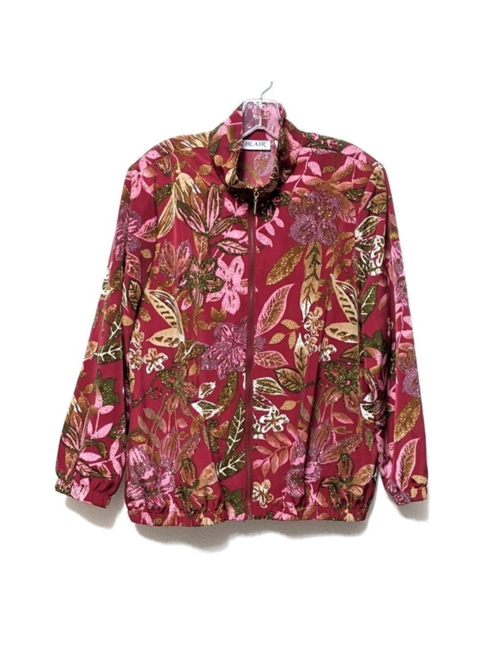 RETRO Blair Pink Floral Mock Neck Light Jacket L